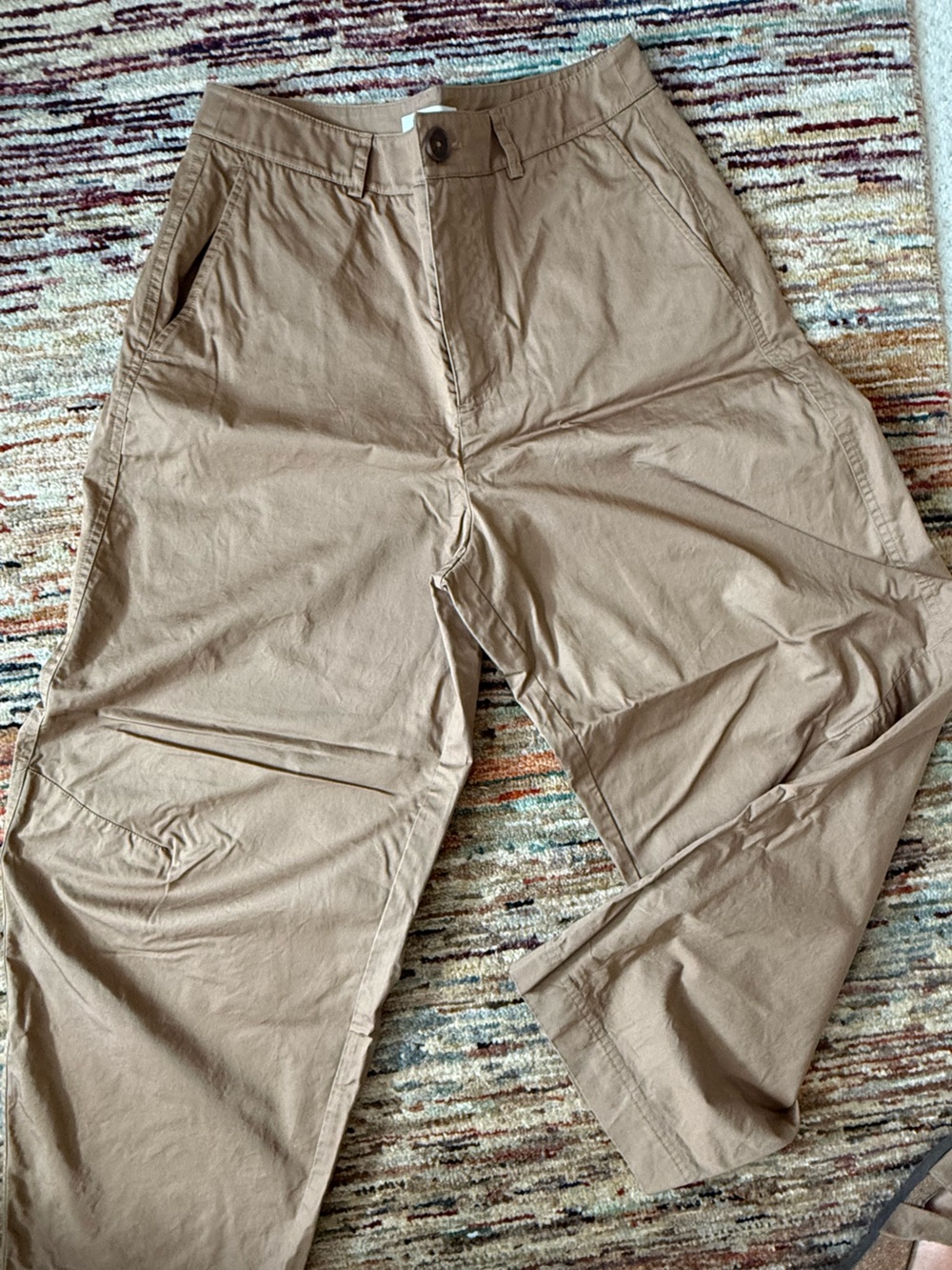 Women's lightweight khaki barrel leg pants
